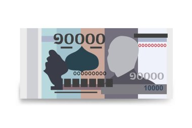 Kamboçya Riel Vektör İllüstrasyonu. Kamboçya parası tomarla para ayarladı. Kağıt para 10000 KHR. Düz stil. Beyaz arkaplanda izole.