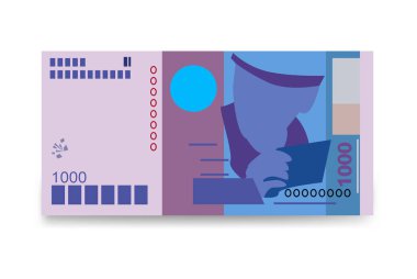 Cabo Verde Escudo Vektör İllüstrasyonu. Batı Afrika parası tomarla para biriktirdi. Kağıt para 1000 CVE. Düz stil. Beyaz arka planda izole edilmiş. Basit minimal tasarım.