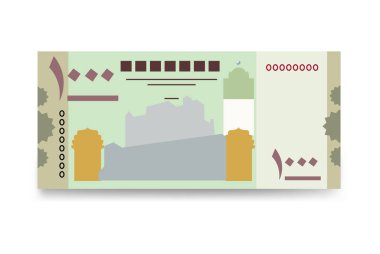 Yemen Rial Vektör İllüstrasyonu. Yemen parası tomarla para ayarladı. Kağıt para 1000 Yer. Düz stil. Beyaz arka planda izole edilmiş. Basit minimal tasarım.