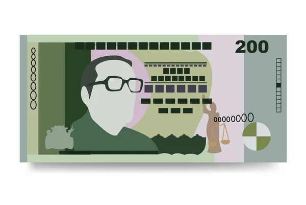 毛里求斯卢比病媒说明 毛里求斯的货币组合捆扎钞票 纸币200卢比 平淡的风格 被白色背景隔离 最简单的设计 — 图库矢量图片