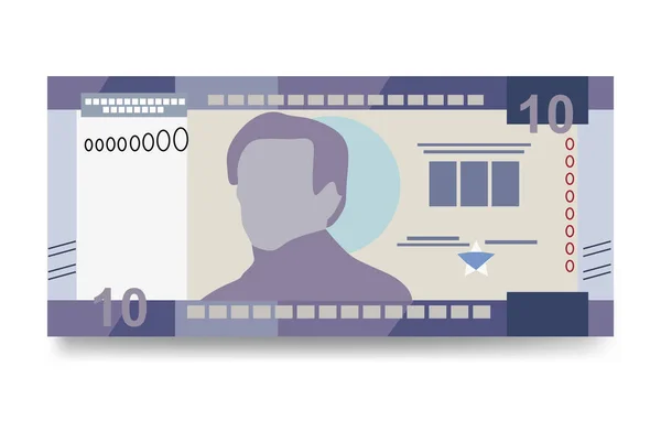 リビア ベクトルイラスト リベリア通貨は銀行券をセットした 紙幣10 Lrd フラットスタイル 白い背景に隔離されている シンプルなミニマルデザイン — ストックベクタ
