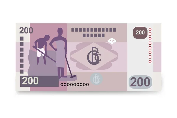 Kongolesischer Franc Vector Illustration Kongogeld Set Bündelt Banknoten Papiergeld 200 — Stockvektor