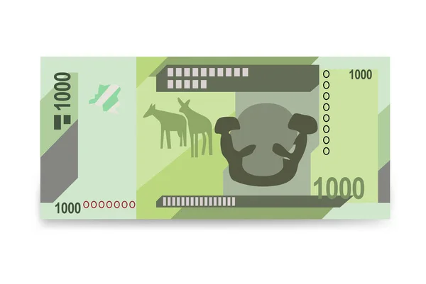 Kongijski Franc Vector Illustration Banknoty Kongijskich Pieniędzy Papierowe Pieniądze 1000 — Wektor stockowy