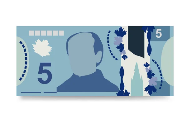 Canadian Dollar Vector Illustration Inglés Dinero Canadá Fijó Los Billetes — Vector de stock