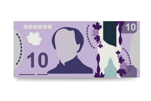 Canadian Dollar Vector Illustration Inglés Dinero Canadá Fijó Los Billetes — Archivo Imágenes Vectoriales