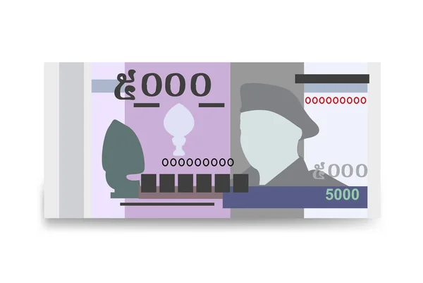 Kambodżańska Ilustracja Wektora Riela Kambodża Pieniądze Zestaw Pakiety Banknotów Papierowe — Wektor stockowy