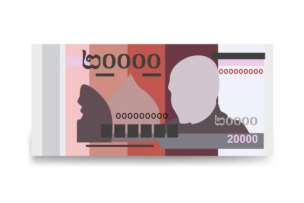 Kambodschanische Riel Vector Illustration Kambodschas Geldmenge Bündelt Banknoten Papiergeld 20000 — Stockvektor