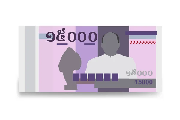 Cambojano Riel Vector Illustration Dinheiro Camboja Conjunto Notas Pacote Papel — Vetor de Stock