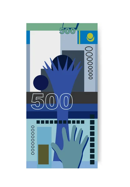 Kasachische Tenge Vector Illustration Kasachstan Geld Set Bündel Banknoten Papiergeld — Stockvektor