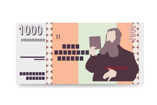 Ijsland Krona Vector Illustratie Ijslands Geld Heeft Bankbiljetten Gebundeld Papiergeld — Stockvector