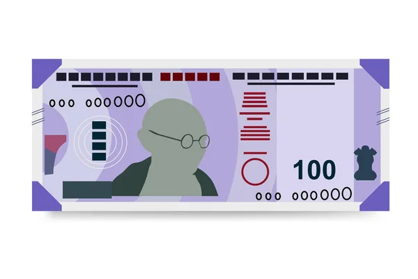 Ilustración Vectorial Rupia India India Dinero Bután Fijó Los Billetes — Archivo Imágenes Vectoriales