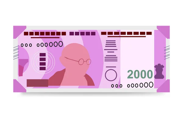 Indyjska Ilustracja Wektora Rupii Indie Bhutan Pieniądze Ustawić Pakiety Banknotów — Wektor stockowy