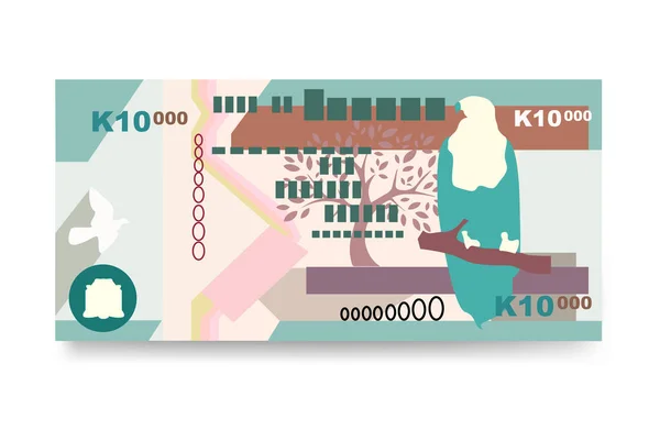 Sambische Kwacha Vector Illustration Simbabwe Geld Set Bündel Banknoten Papiergeld — Stockvektor