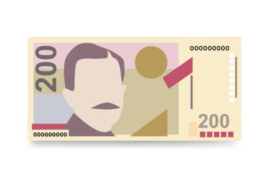 Gürcistan Lari Japon Yen Vektör İllüstrasyonu. Georgia parası demet banknotlar hazırladı. Kağıt para 200 GEL. Düz stil. Beyaz arka planda izole edilmiş. Basit minimal tasarım.