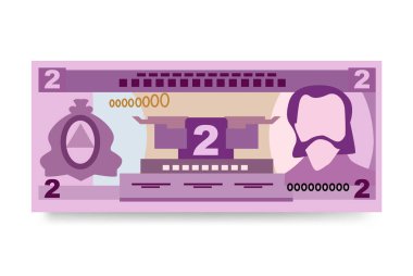 Honduras Lempira Vektör İllüstrasyonu. Honduras parası tomarla para ayarladı. Kağıt para 2 HNL. Düz stil. Beyaz arka planda izole edilmiş. Basit minimal tasarım