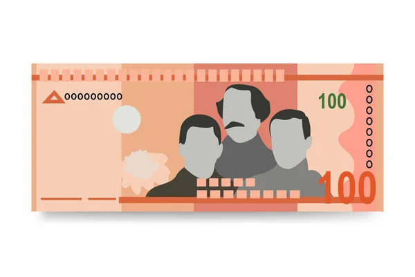 Dominicano Peso Vector Ilustração República Dominicana Conjunto Monetário Notas Pacote — Vetor de Stock