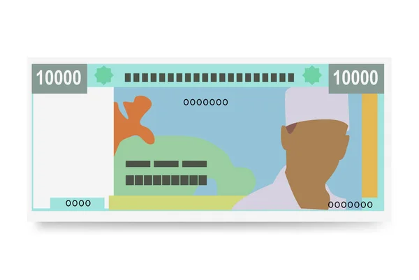 ジブチ フランクベクトルイラスト 東アフリカのお金は紙幣を束ねた 紙幣10000 Djf フラットスタイル 白い背景に隔離されている シンプルなミニマルデザイン — ストックベクタ