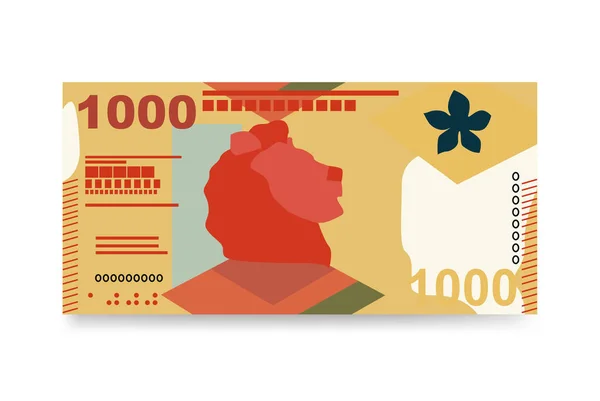 香港ドルベクトルイラスト マカオのお金をバンドル紙幣を設定します 紙幣1000香港ドル フラットスタイル 白い背景に隔離されている シンプルなミニマルデザイン — ストックベクタ
