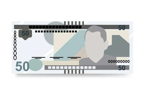 ホンジュラスのレンピラベクトルイラスト ホンジュラスのお金は銀行券をセット 紙幣50元 フラットスタイル 白い背景に隔離されている シンプルなミニマルデザイン — ストックベクタ