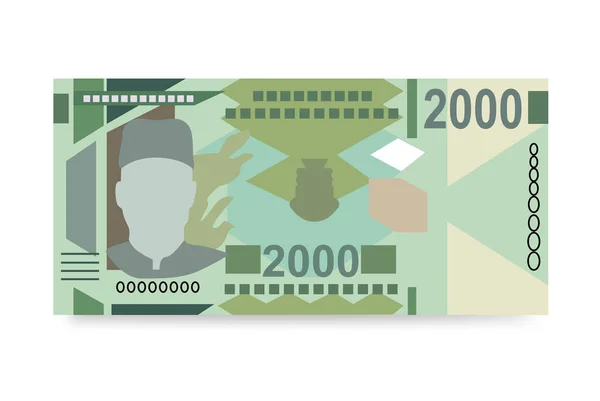 Guineai Franc Vektor Illusztráció Guinea Pénzkötegelt Bankjegyek 2000 Gnf Papírpénz — Stock Vector