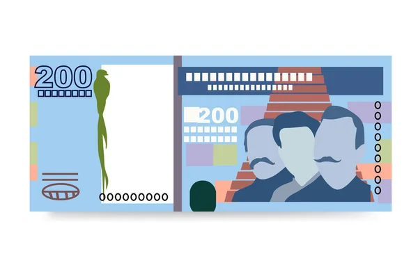 Gwatemalska Ilustracja Wektora Quetzala Gwatemala Pieniądze Zestaw Pakiety Banknotów Papierowe — Wektor stockowy