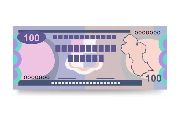 Ilustracja Wektora Dolara Gujany Gujańskie Pieniądze Ustawiają Pakiety Banknotów Papierowe — Wektor stockowy