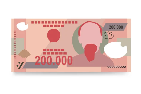 Vietnam Dong Vector Illustration Vietnamesisches Geld Bündelt Banknoten Papiergeld 200000 — Stockvektor
