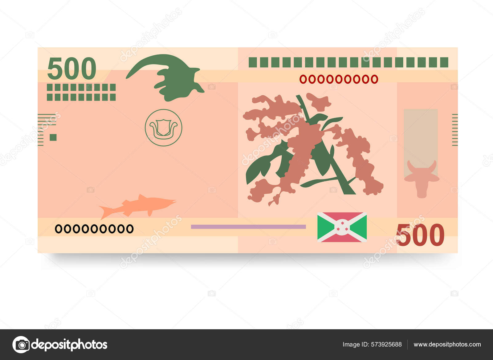 Burundi Franc Vector Illustration 布隆迪的钱用来捆扎钞票纸钞500 Bif  平淡的风格被白色背景隔离最简单的设计图库矢量图©Zhuna 573925688