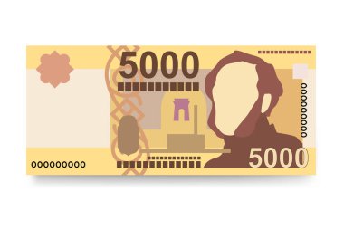 Macar Forint Vector Illustration. Macaristan 'ın parası tomarla para biriktirdi. Kağıt para 5000 HUF. Düz stil. Beyaz arka planda izole edilmiş. Basit minimal tasarım.
