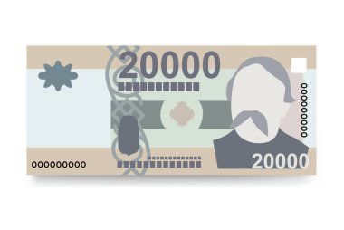 Macar Forint Vector Illustration. Macaristan 'ın parası tomarla para biriktirdi. Kağıt para 20.000 HUF. Düz stil. Beyaz arka planda izole edilmiş. Basit minimal tasarım.