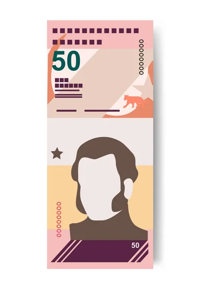 Bolivar Soberano矢量说明 委内瑞拉货币套汇钞票 纸币50 Ves 因白人背景而被隔离 — 图库矢量图片
