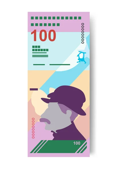 Bolivar Soberano Vector Illustration Venezuelas Geldmenge Bündelt Banknoten Papiergeld 100 — Stockvektor