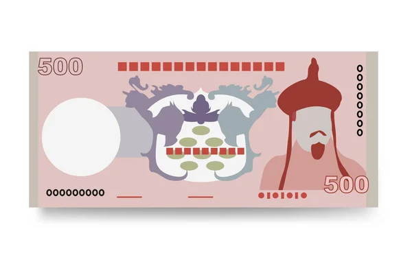 Bhutan Ngultrum Vector Illustration Bhutan Geldset Bündelt Banknoten Papiergeld 500 — Stockvektor