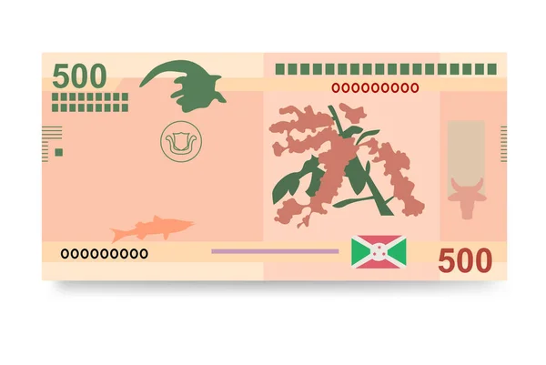 Burundi Franc Vektör Llüstrasyonu Burundian Parası Tomarla Banknot Ayarladı Kağıt — Stok Vektör