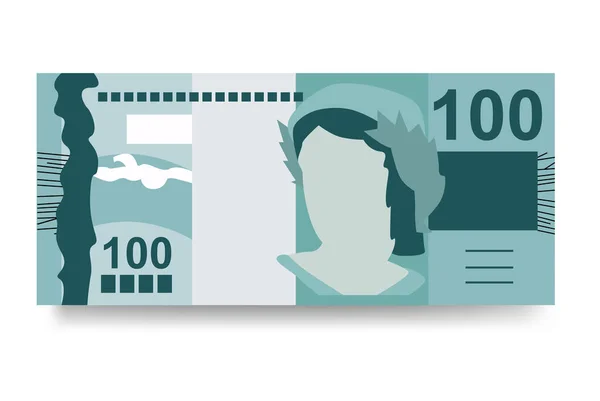 ブラジルのリアルベクトルイラスト ブラジルのお金は銀行券をセット 紙幣100 Brl フラットスタイル 白い背景に隔離されている シンプルなミニマルデザイン — ストックベクタ