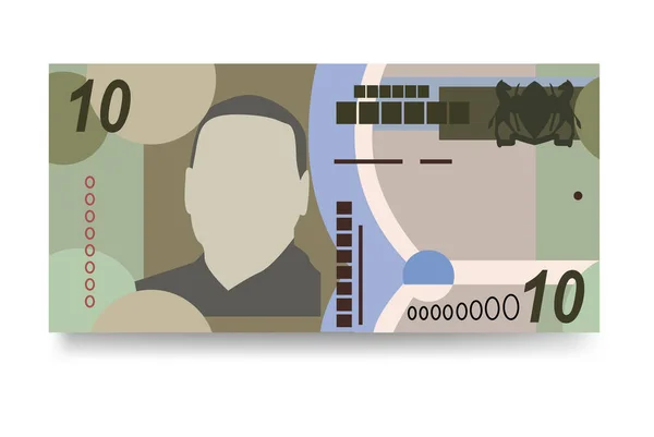 Пульский Вектор Деньги Ботсваны Складывают Банкноты Бумажные Деньги Bwp Плоский — стоковый вектор