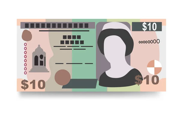 Ilustracja Wektora Dolara Belize Belizean Pieniądze Zestaw Pakiety Banknotów Papierowe — Wektor stockowy
