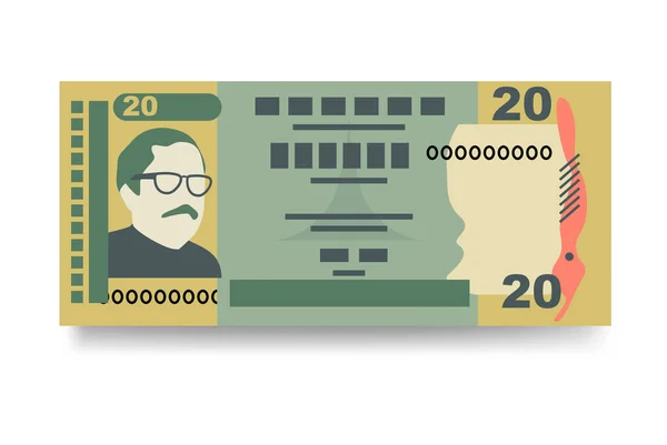 Ilustracja Wektora Bangladeszu Taka Bangladesz Zestaw Pieniędzy Pakiety Banknotów Papierowe — Wektor stockowy