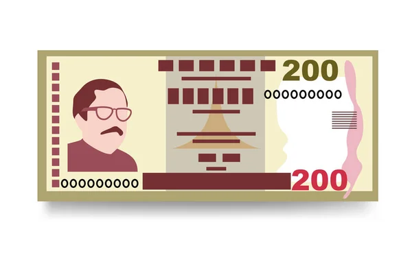 Бангладешская Векторная Иллюстрация Така Бангладешские Деньги Складывают Банкноты Бумажные Деньги — стоковый вектор