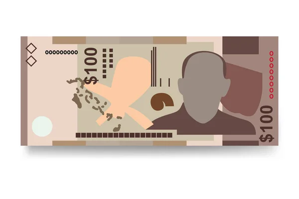 バハマドルベクトルイラスト バハマのお金は紙幣を束ねた 紙幣100 Bsd フラットスタイル 白い背景に隔離されている シンプルなミニマルデザイン — ストックベクタ