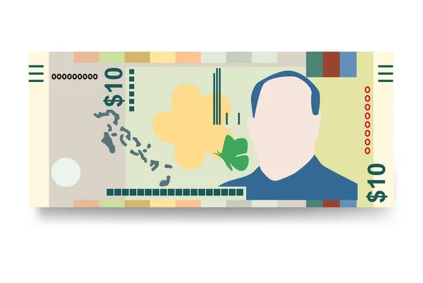 バハマドルベクトルイラスト バハマのお金は紙幣を束ねた 紙幣10 Bsd フラットスタイル 白い背景に隔離されている シンプルなミニマルデザイン — ストックベクタ