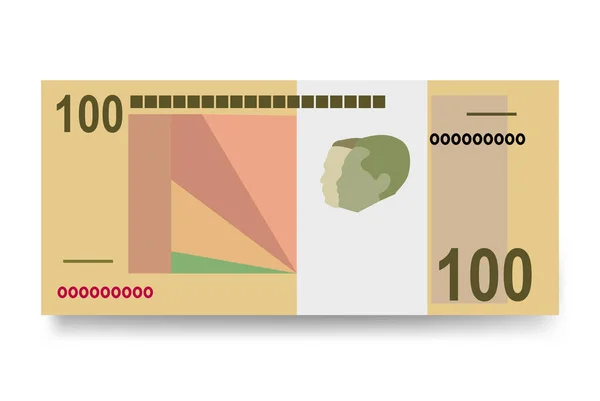 Angolai Kwanza Vektor Illusztráció Angola Pénzkötegelt Bankjegyek Papírpénz 100 Aoa — Stock Vector