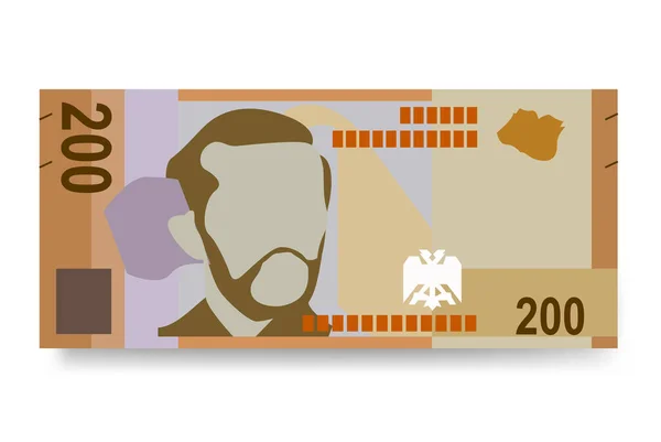 Albanian Lek Vector Illustration Inglés Albania Fijó Paquete Billetes Papel — Vector de stock