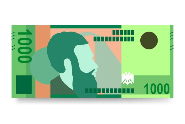 アルバニア語のレックベクトルイラスト アルバニアのお金は銀行券をセット 紙幣1000枚 フラットスタイル 白い背景に隔離されている シンプルなミニマルデザイン — ストックベクタ