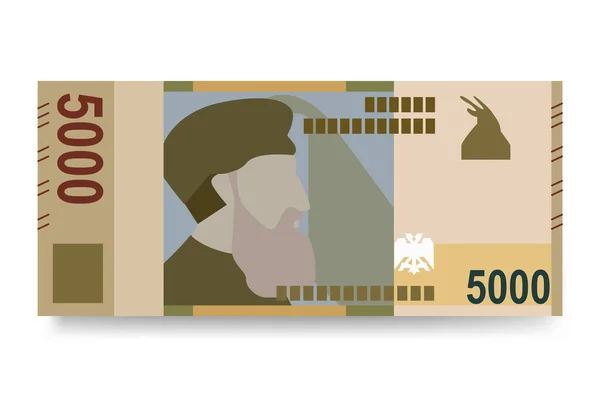 Албанская Векторная Иллюстрация Лека Албанские Деньги Складывают Банкноты Бумажные Деньги — стоковый вектор
