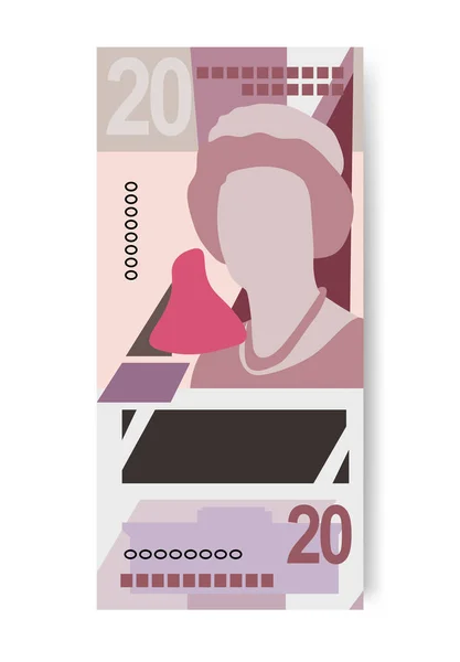 東カリブ海ドルのイラスト アンギラ アンティグア バーブーダ ドミニカ グレナダ モンセラット セントマネーセットの銀行券 紙幣20枚 フラットスタイル — ストックベクタ