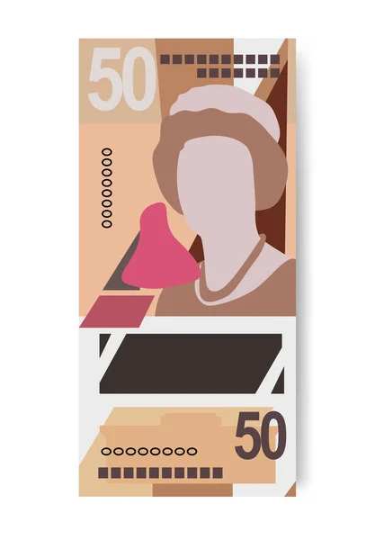 东加勒比美元图解 安圭拉 安提瓜和巴布达 多米尼克 格林纳达 蒙特塞拉特 圣赫勒拿岛 纸币50张Xcd 平淡的风格 白色背景 — 图库矢量图片