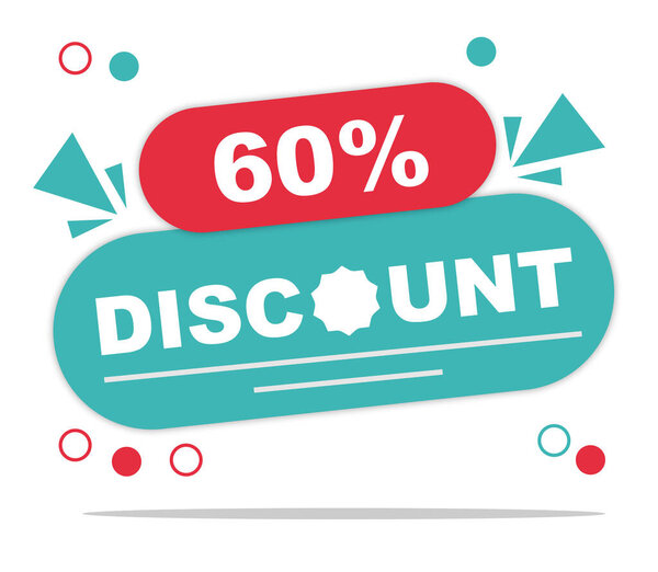 Offer 60 percent discount label isolated on white background. Special promo off price reduction badge vector illustration