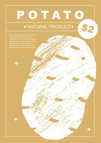 Potato Set Posters Fruits Vegetables Abstract Draw Design Label Poster — Vector de stock