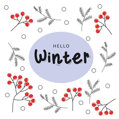 Kış vektör şablonu ve kutsal meyveler. Noel arkaplan koleksiyonunun bir parçası. Duvar kağıdı, şablon dolguları, yüzey dokuları, kumaş baskıları, ambalaj için kullanılabilir